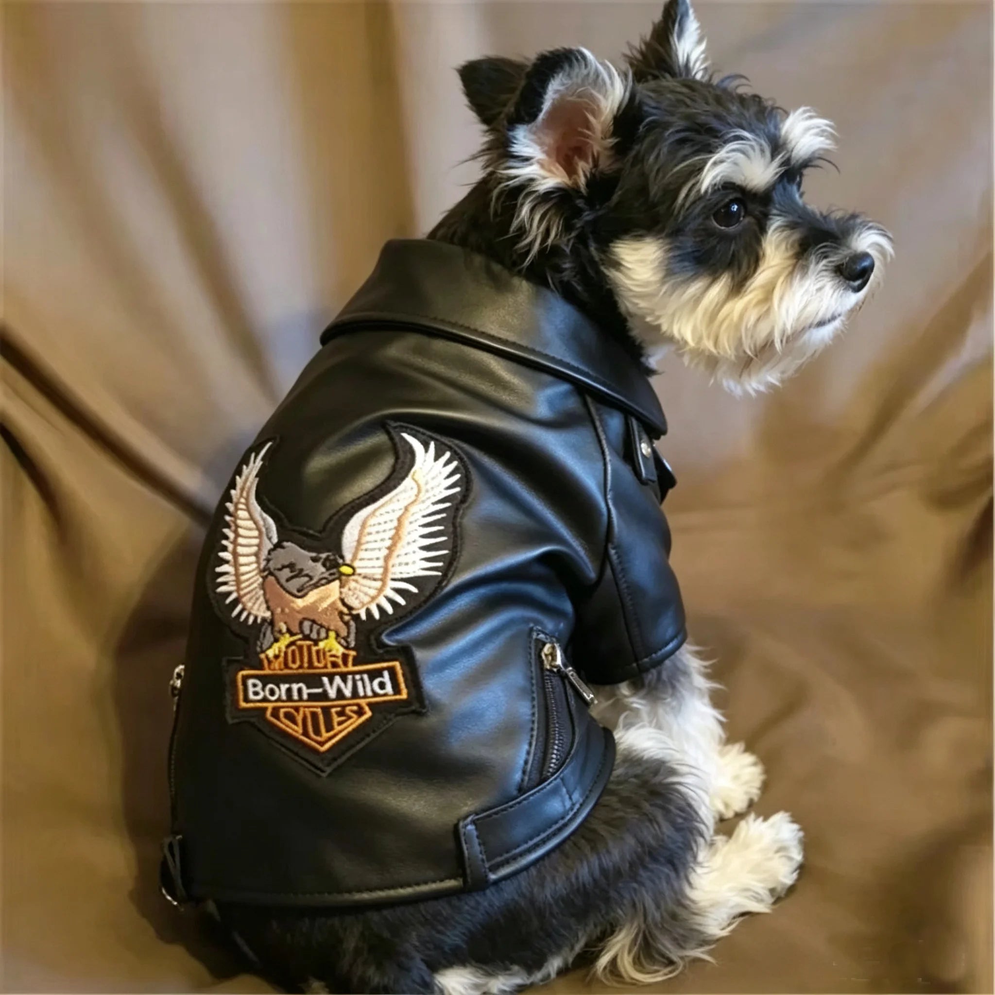 Eagle Pattern PU Leather Dog Jacket