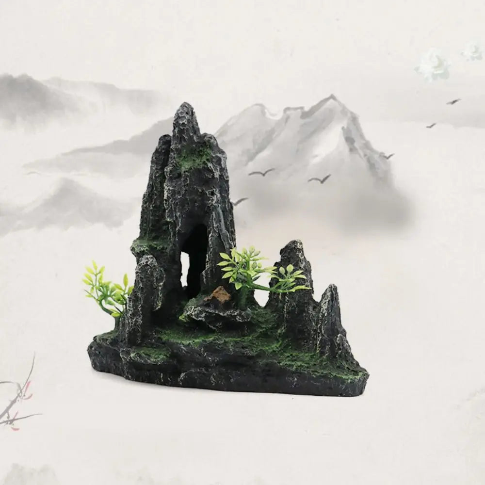 Resin Aquarium Rockery Mountain Decoration With Creative Mountain Stone Statue