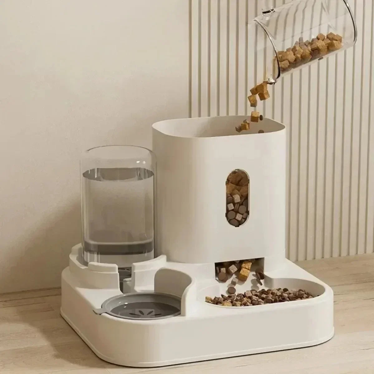 Large Capacity Automatic Feeder Pet Food Bowl With Water Fountain