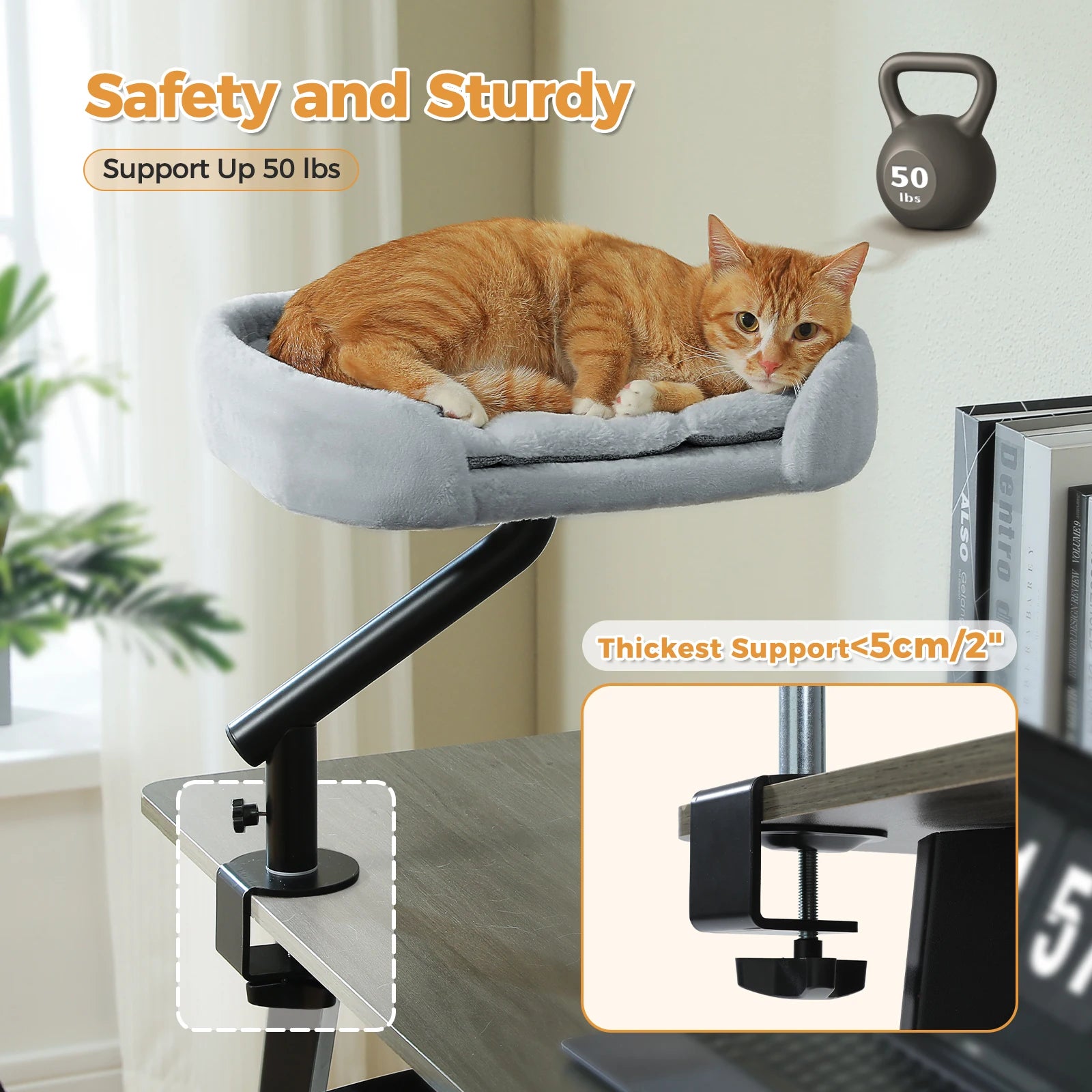 360° Rotatable Cat Bed Desk Stand for Indoor Cats