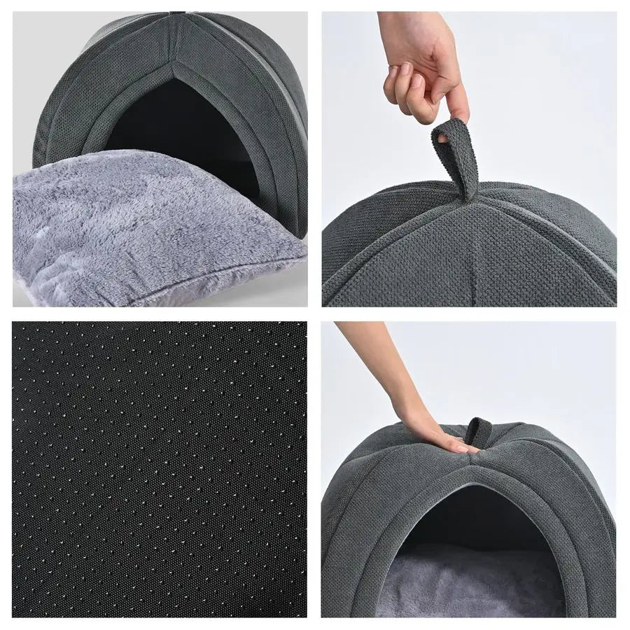 Cat Cave 2in1 Foldable House for Indoor Cats, Rabbits