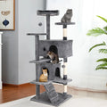 Cat Tree 54/70 Inch Tower with Sisal-Covered Scratching Posts, Dangling Ball