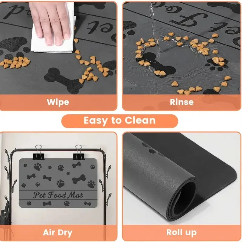 Quick-Dry Pet Feeding Mat with Non-Slip Waterproof Backing