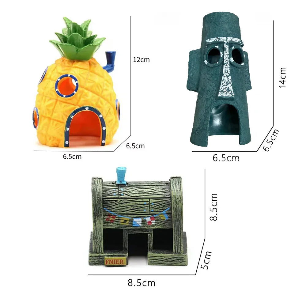 Cute Resin House Aquarium Decorations