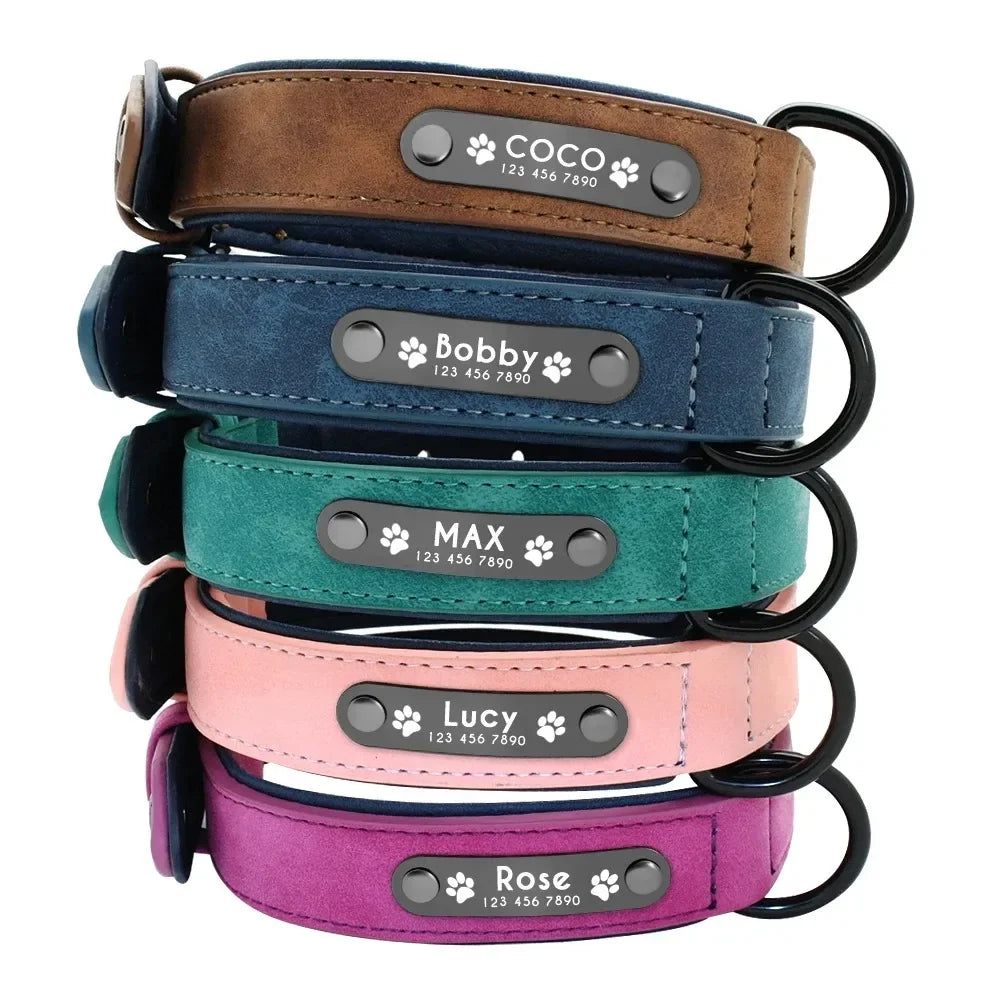 Personalized Name Leather Dog Collars