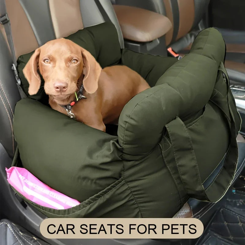 Non-Slip Pet Car Seat with Safety Belt, Washable Travel Carrier with Secure Straps for Safe Car
