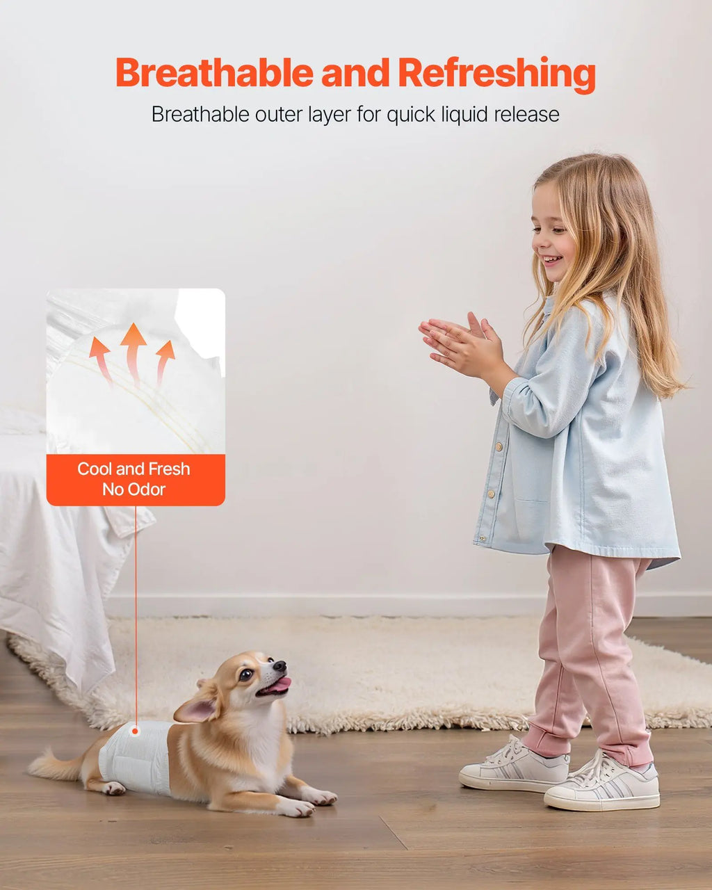 96 Count Super Dry XS Male Dog Diapers with Leakproof Design, Moisture Indicator, Gentle Adhesive and Mobility Support