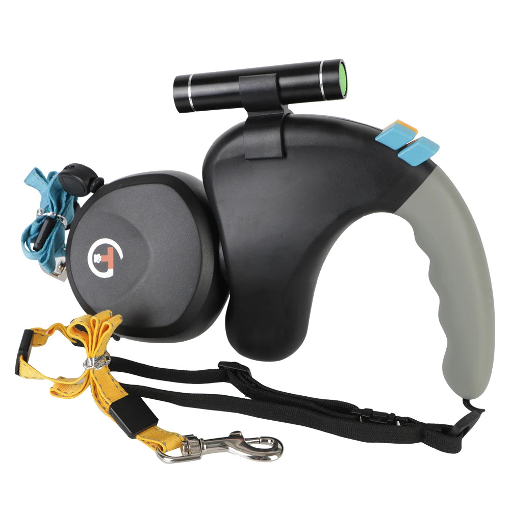 Retractable Adjustable Double Leash with Light