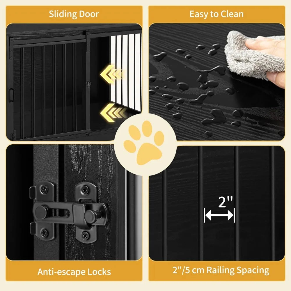 Heavy Duty Indoor Wooden Dog Kennel with 2 Doors