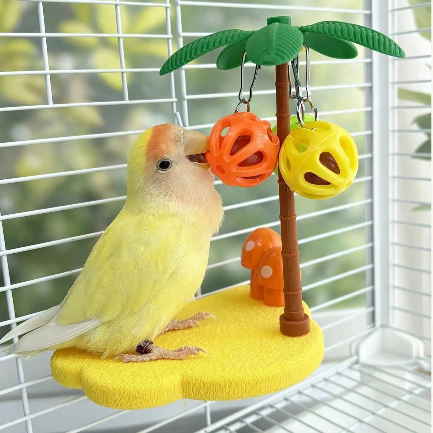 Cloud Palm Tree Shape Bird Perch With Bell