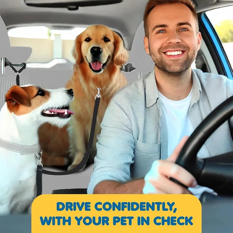 Adjustable 2-in-1 Pet Car Seat Belt Leash Nylon Dog Cat Safety Harness for Travel 20cm