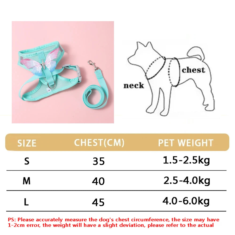 Breathable Reflective Pet Harness Leash Set with Adjustable Floral Chest Strap