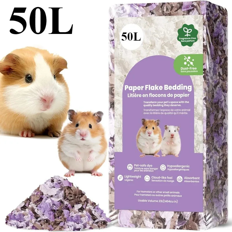 23L/50L Paper Small Pet Bedding, Odor Control, Dust-Free, Moisture Absorbent, Natural Shavings