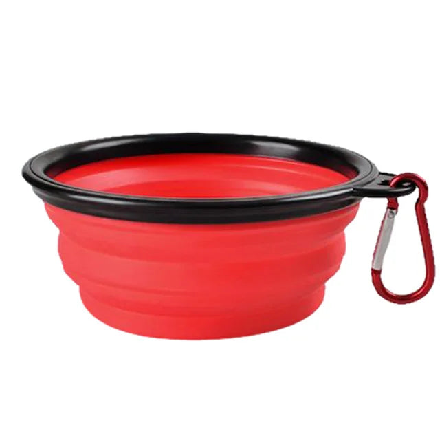 Collapsible Silicone Dog Food Water Bowl with Carabiner