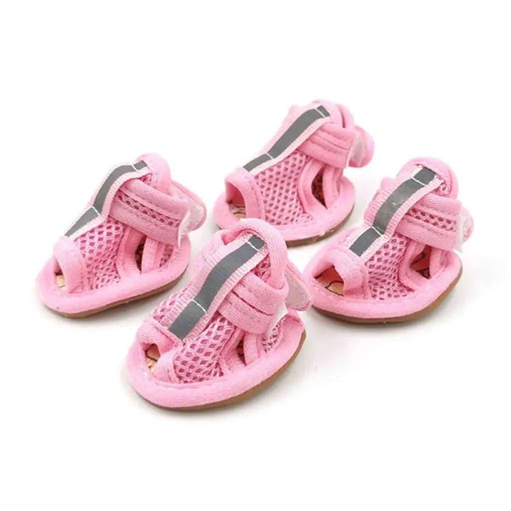 4pcs/pack Anti-slip Outdoor Puppy Shoes with Reflective Strap