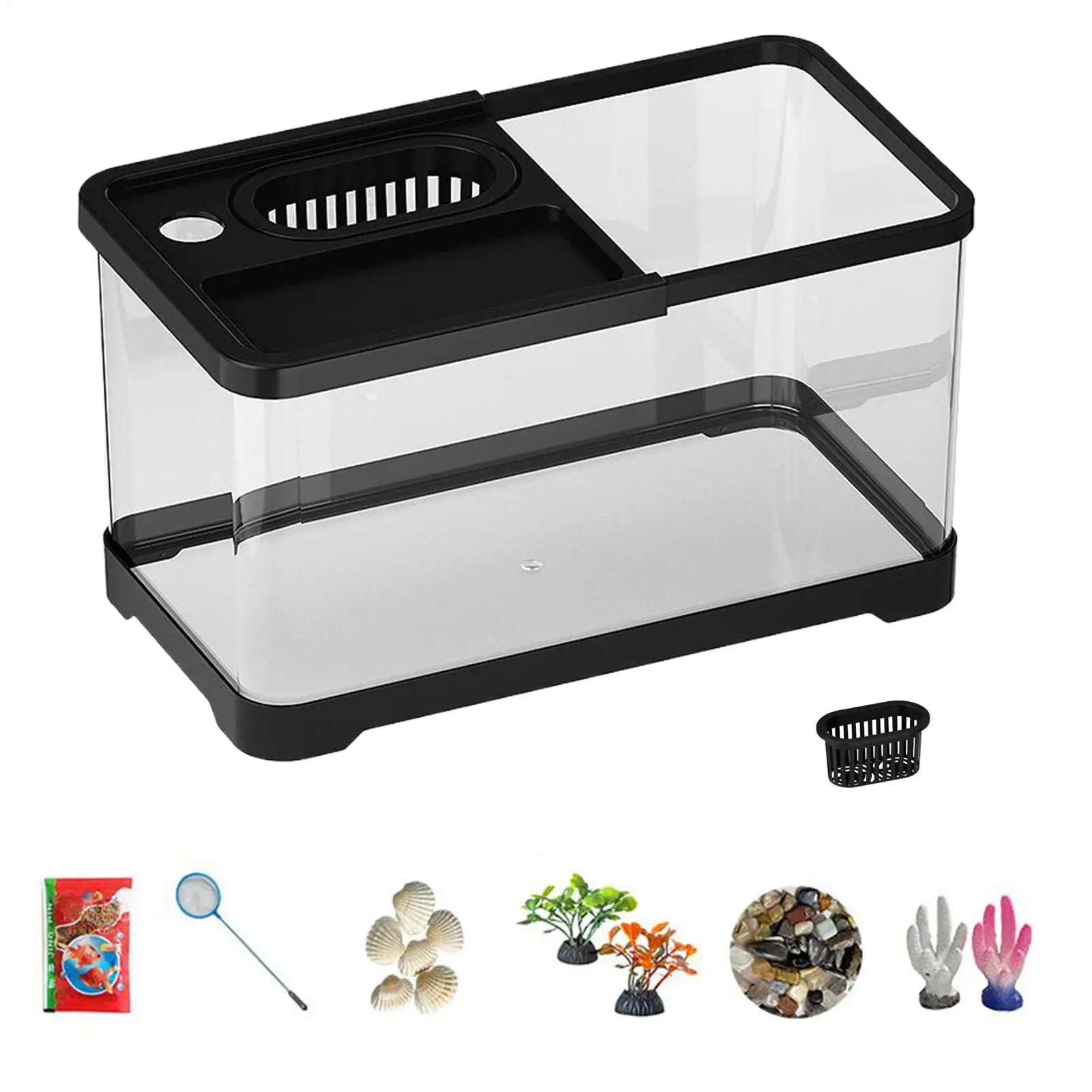 Small Aquarium Kit LED Fish Tank With Decoration Accessories Dust-proof Underwater Landscape Decoration for Desktop Living