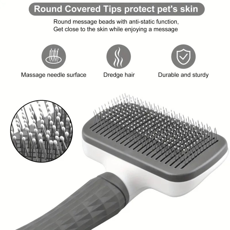 2-in-1 Pet Grooming Brush with Easy Cleanup