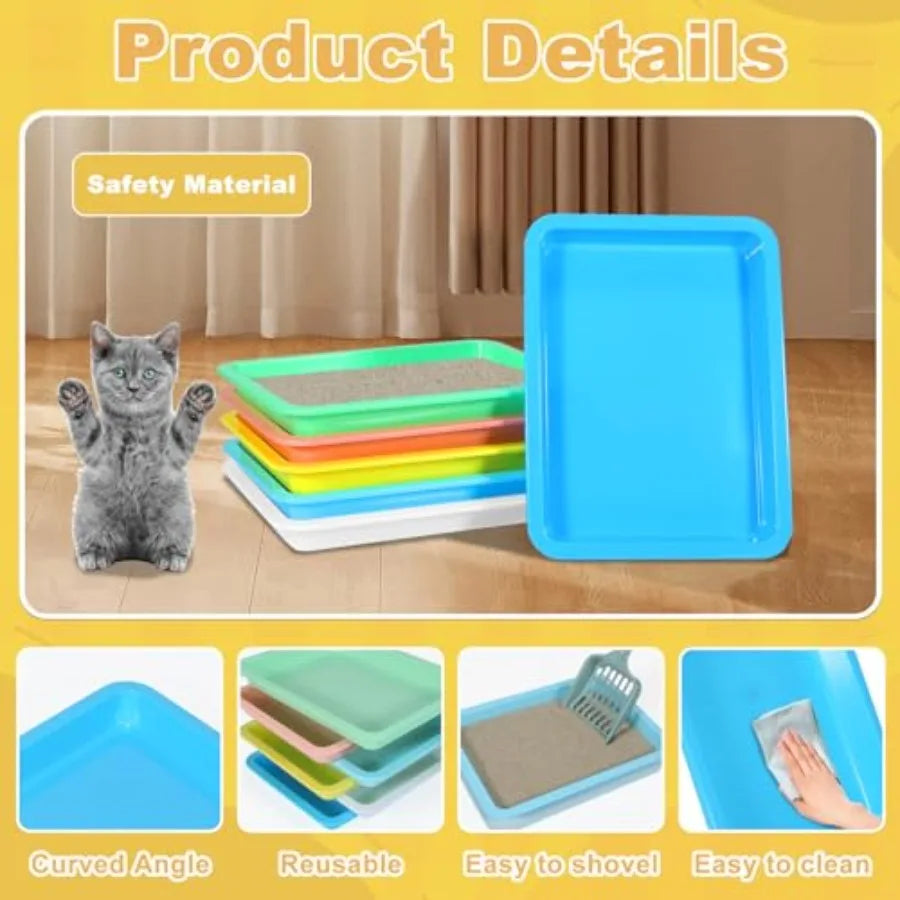 6 Pcs Low Entry Litter Box for Cats, Small Animals