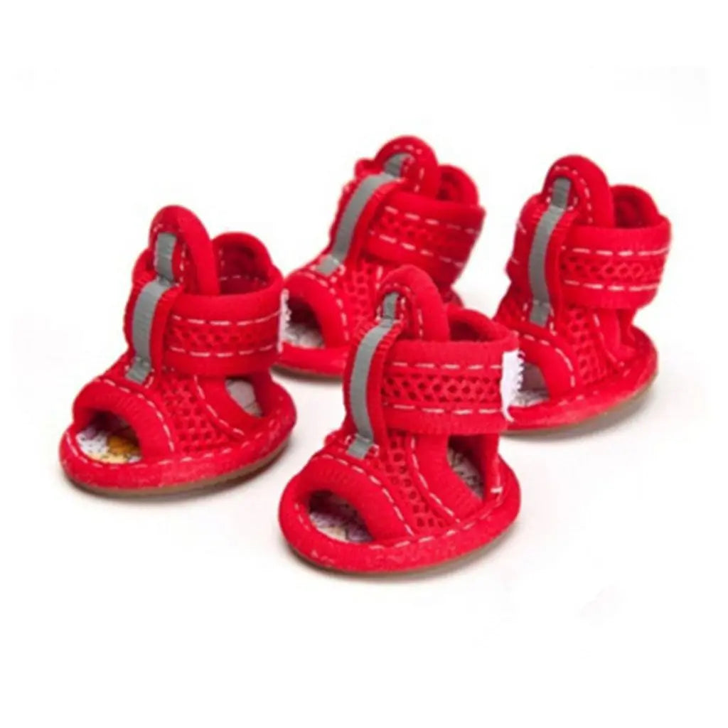 4pcs/pack Anti-slip Outdoor Puppy Shoes with Reflective Strap