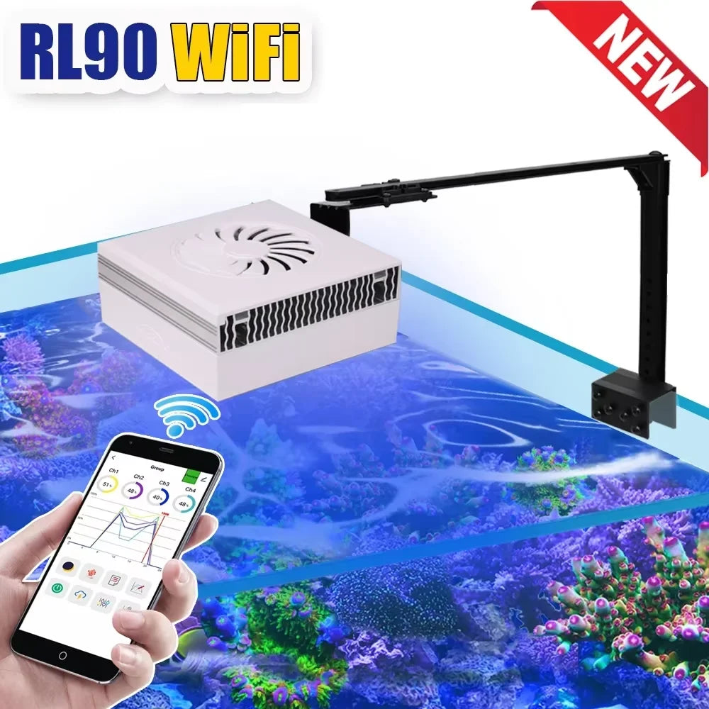 RL90 WiFi Aquarium LED Lighting 100W, Coral Reef Grow Aquarium Light for Saltwater SPS/LPS Marine Fish Tank