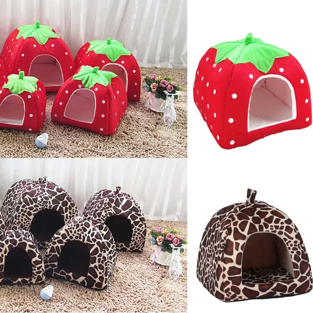 Soft Strawberry or Leopard Winter Warm Cushion Basket