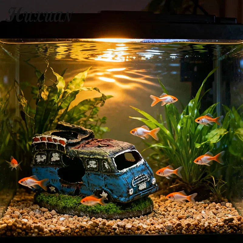Aquarium Ornament Shaped Like Car Wreckage