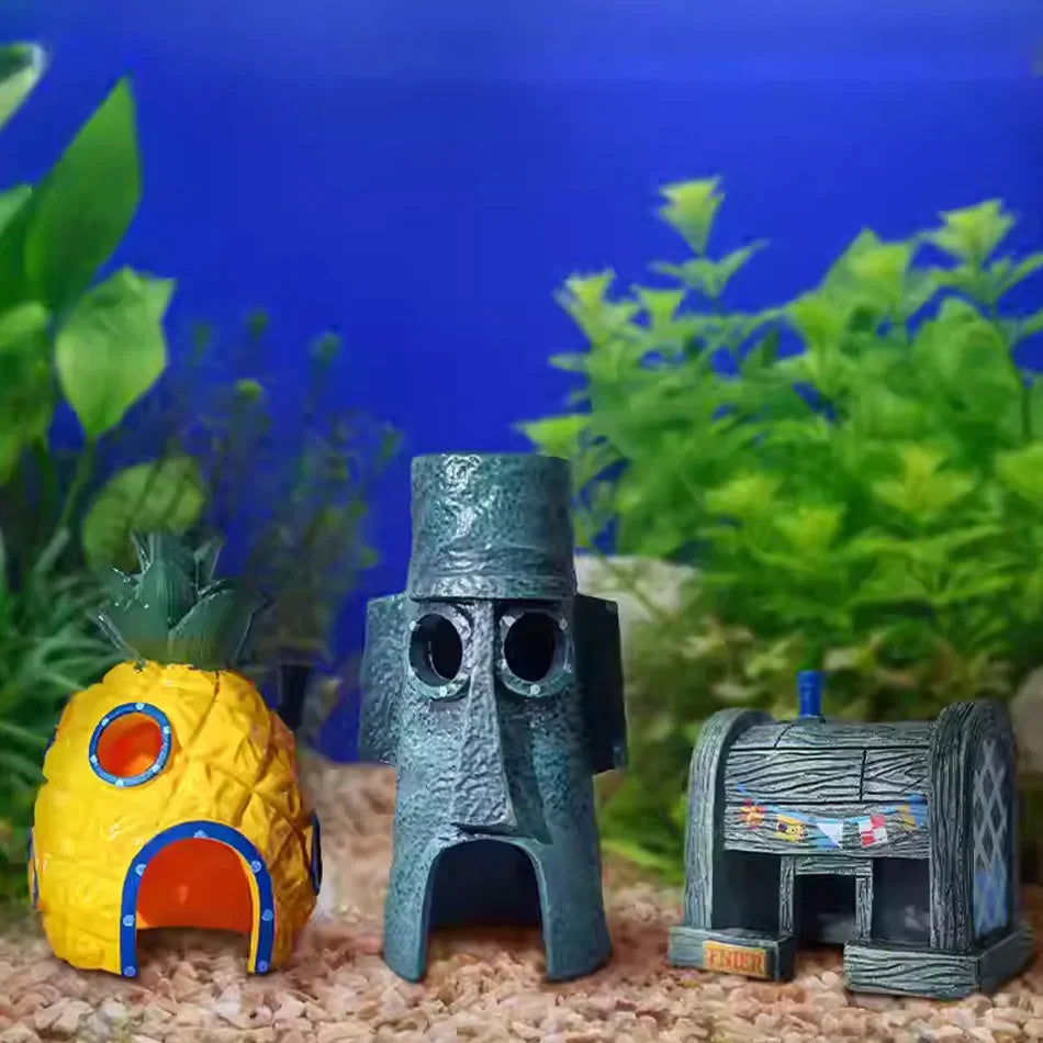 Cute Resin House Aquarium Decorations
