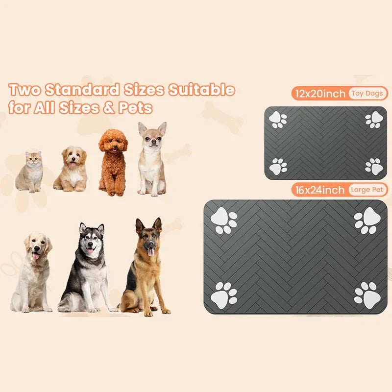 Quick Dry Pet Feeding Placemat With Non-Slip Waterproof Backing