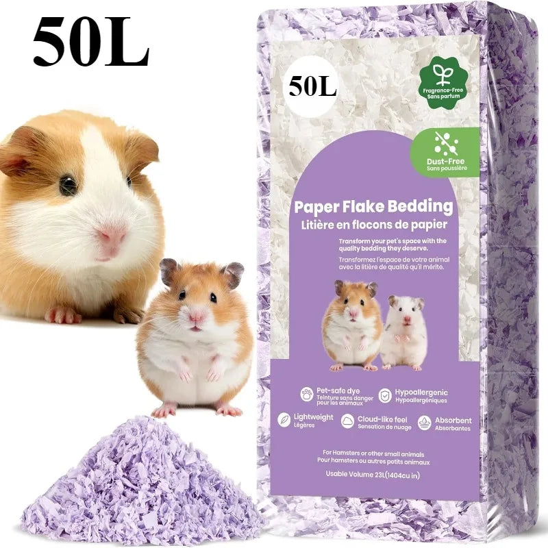 23L/50L Paper Small Pet Bedding, Odor Control, Dust-Free, Moisture Absorbent, Natural Shavings