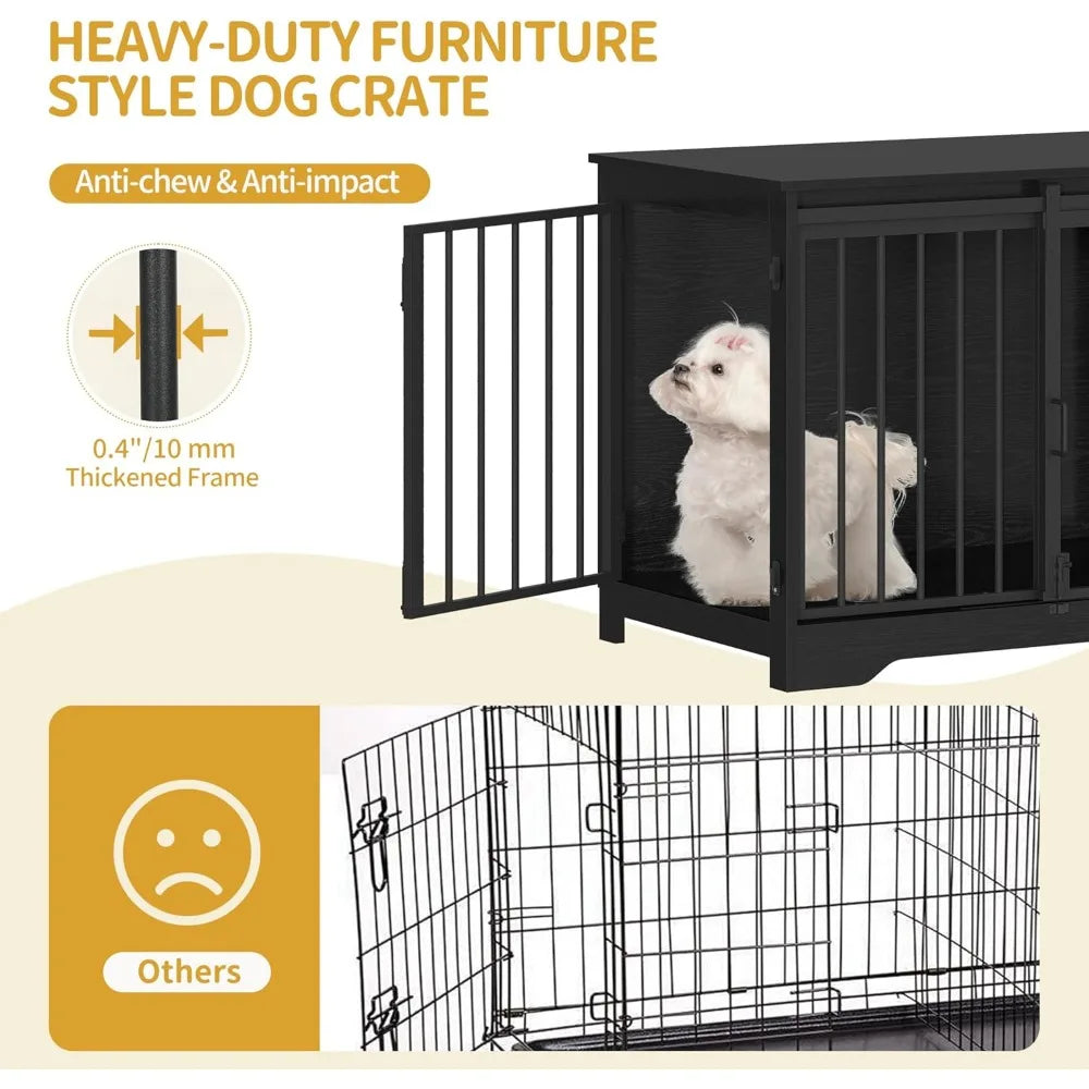 Heavy Duty Indoor Wooden Dog Kennel with 2 Doors