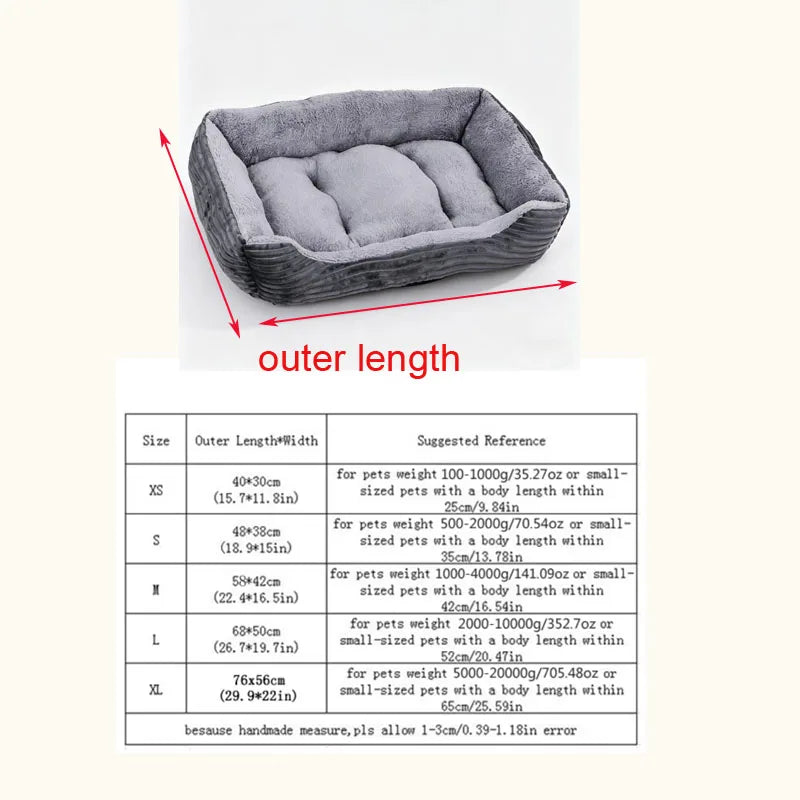 Soft Plush Rectangular Dog Bed
