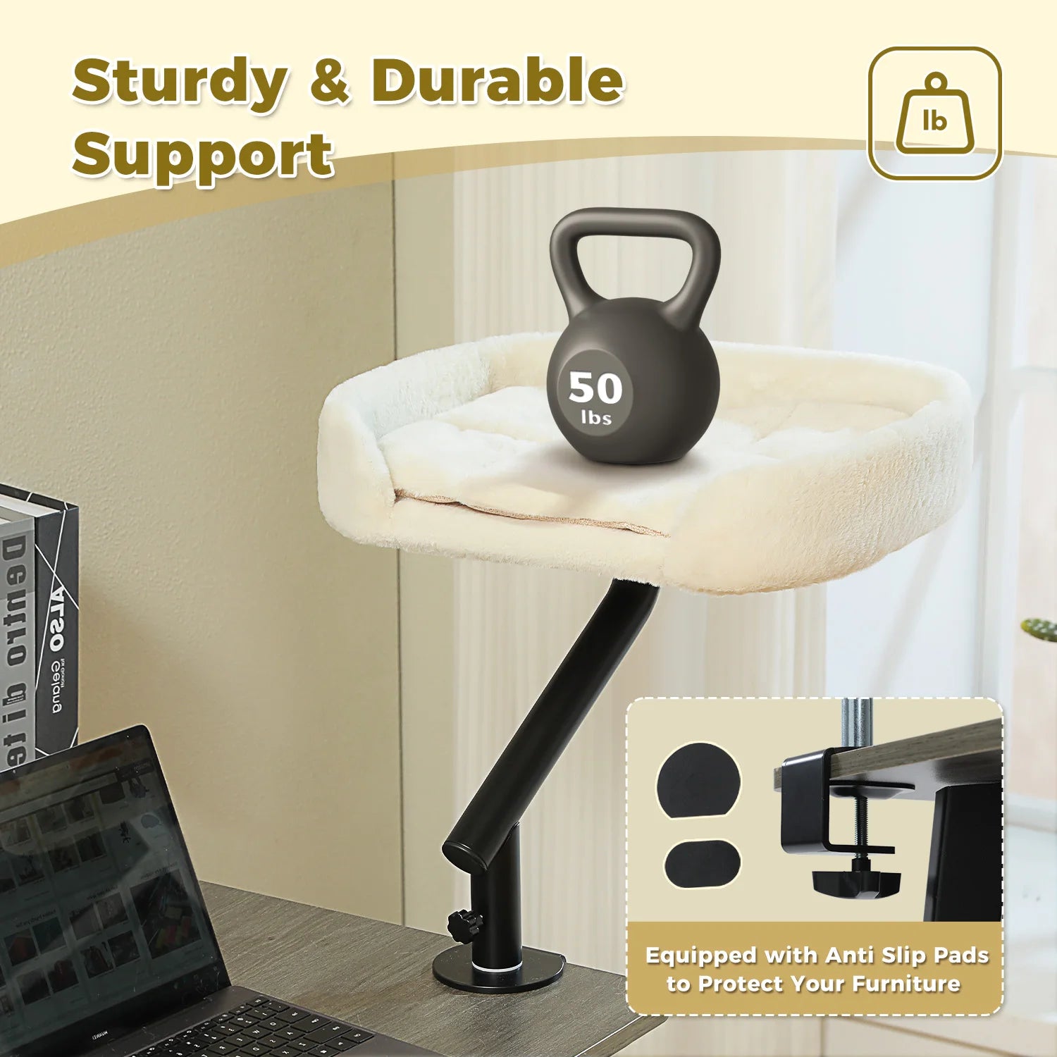 360° Rotatable Cat Bed Desk Stand for Indoor Cats