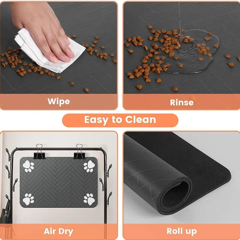 Quick Dry Pet Feeding Placemat With Non-Slip Waterproof Backing