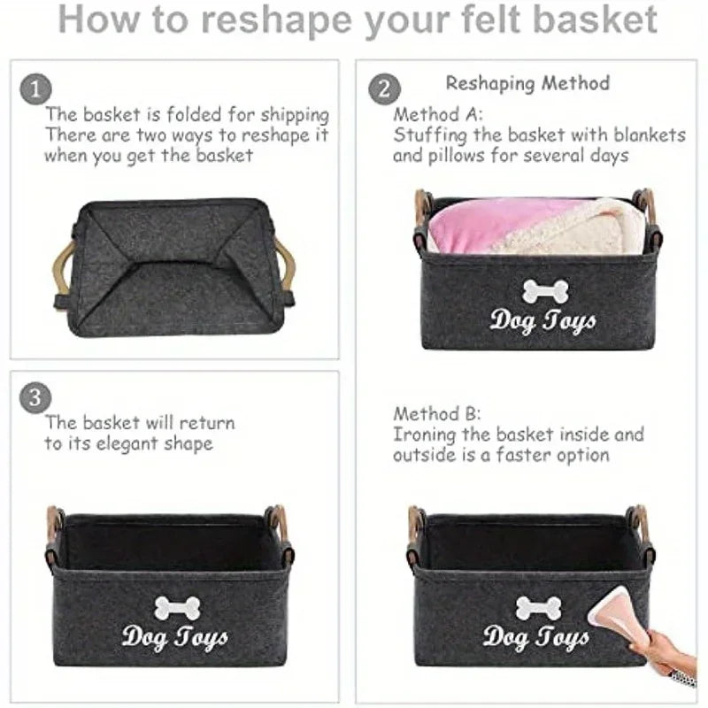 Felt Dog Toy Storage Box