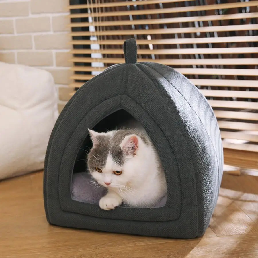 Cat Cave 2in1 Foldable House for Indoor Cats, Rabbits