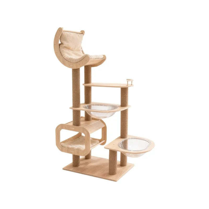 Large Compact Solid Wood Cat Tree