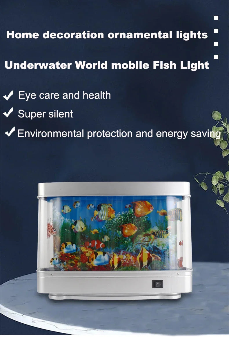 Tropical Fish Tank Lamps Artificial Aquarium Decor Virtual Ocean in Motion Night Light For Children Halloween Christmas Gift Toy