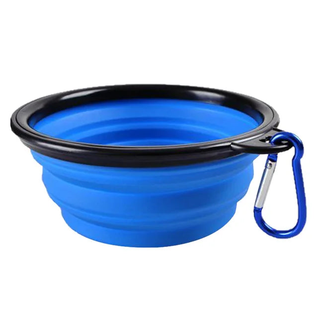 Collapsible Silicone Dog Food Water Bowl with Carabiner