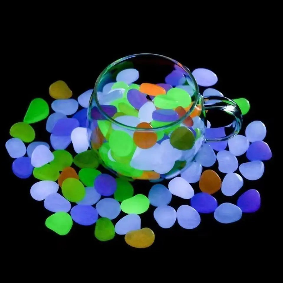 100Pcs Glow in The Dark Garden Pebbles for Fish Tank Aquarium