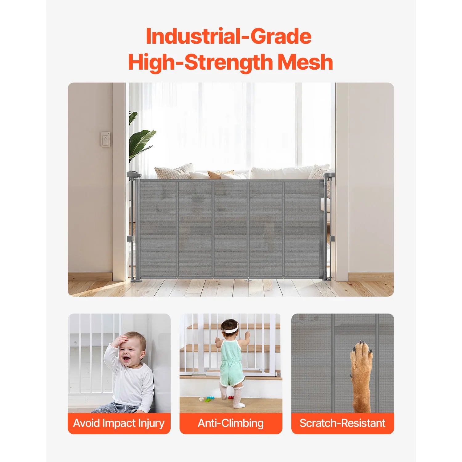 110/150/180cm- 43.31/59.06/70.87in Retractable Gate, 31.5ini high