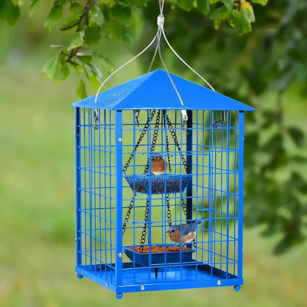 Squirrel-Proof Caged Bird Feeder with 2 Cups