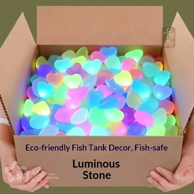 100Pcs Glow in The Dark Garden Pebbles for Fish Tank Aquarium