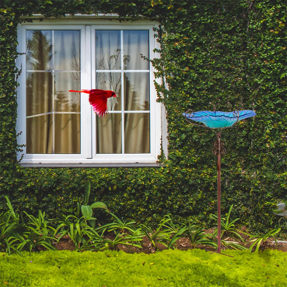 Large Flower-Shaped Glass Bird Bath and Spa