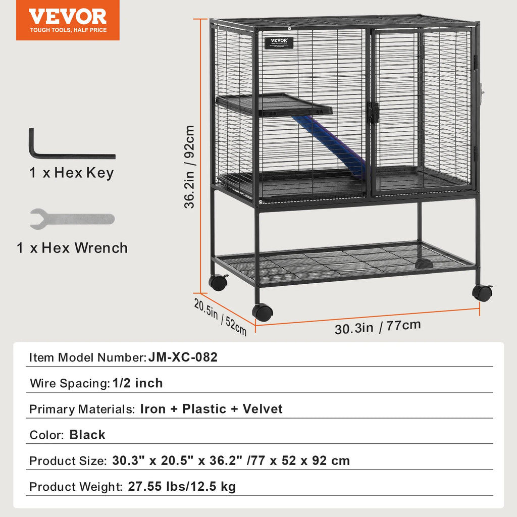 64" Metal Rolling Multi-Level Small Animal Cage