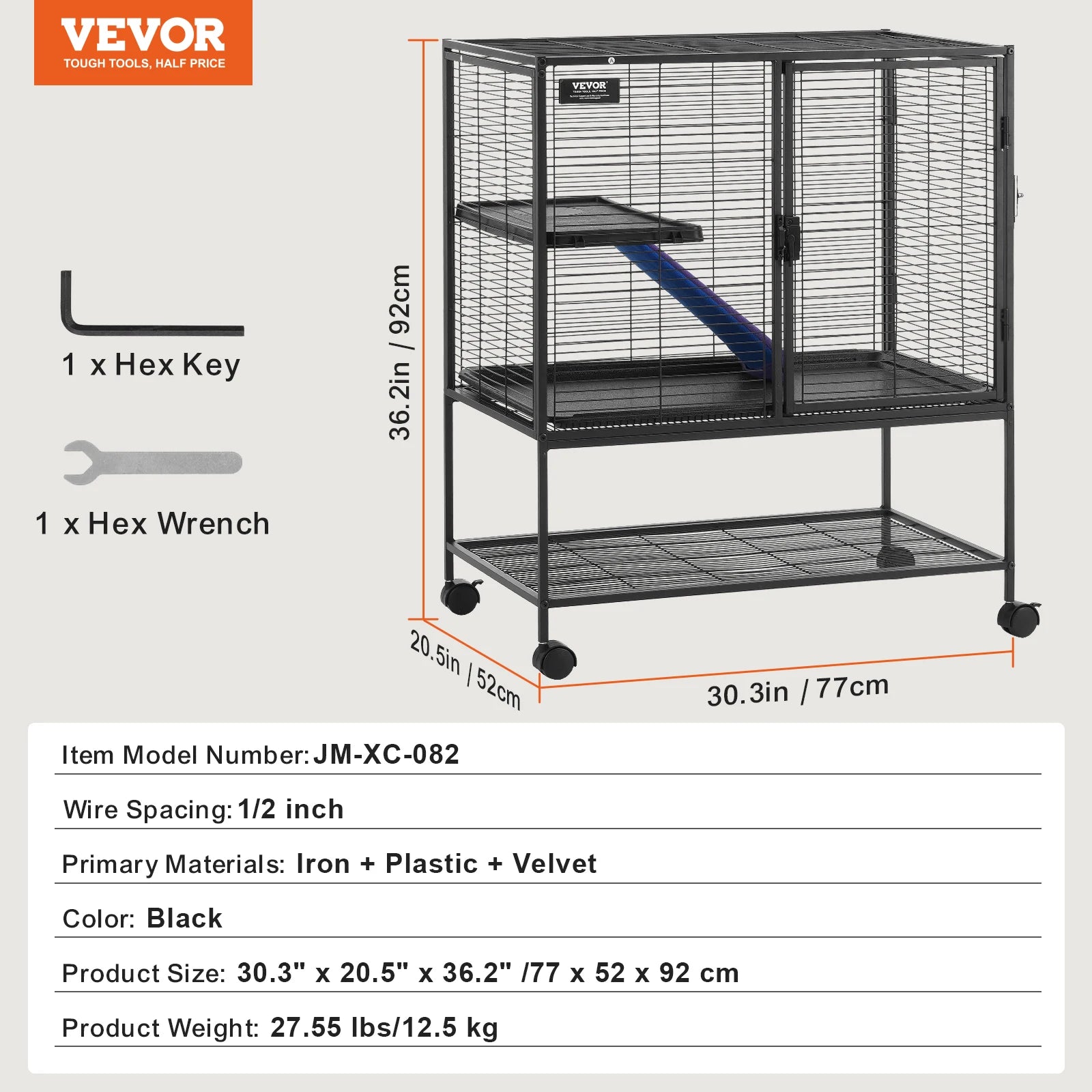 64" Metal Rolling Multi-Level Small Animal Cage
