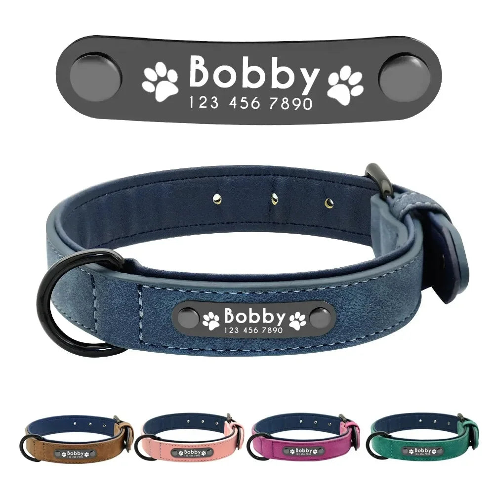 Personalized Name Leather Dog Collars