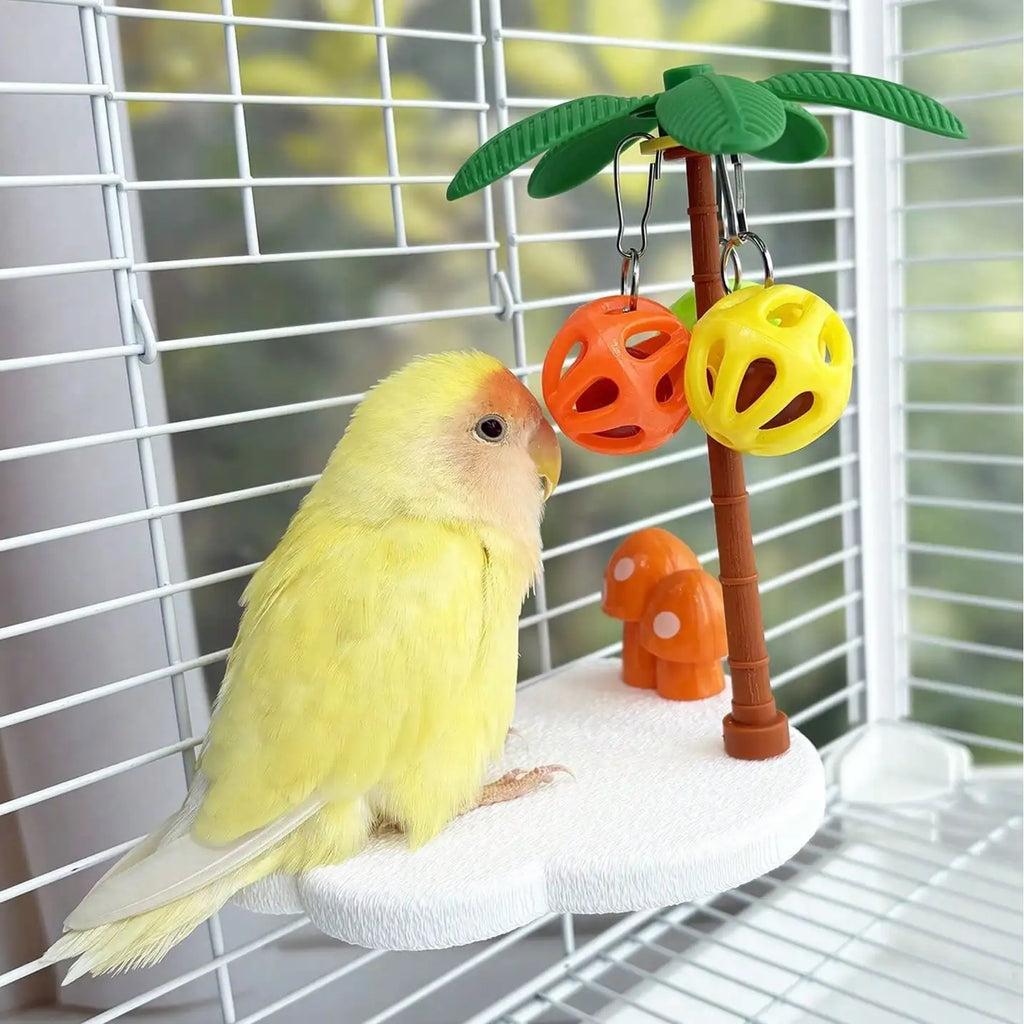 Cloud Palm Tree Shape Bird Perch With Bell