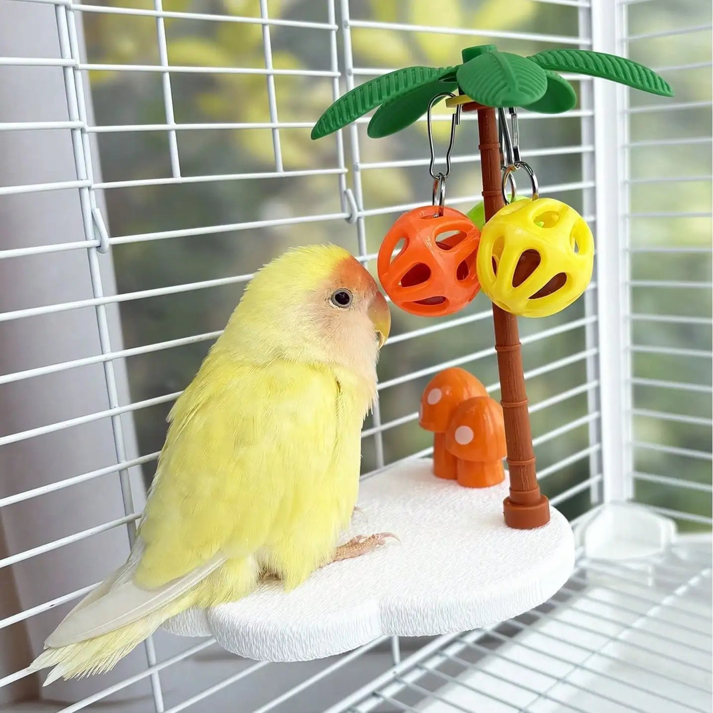 Cloud Palm Tree Shape Bird Perch With Bell