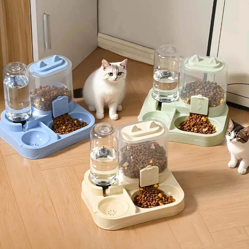 Durable Plastic 2-in-1 Automatic Pet Feeder Water Dispenser Large Capacity Food Water Bowl For Cats Dogs
