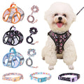 Breathable Reflective Pet Harness Leash Set with Adjustable Floral Chest Strap